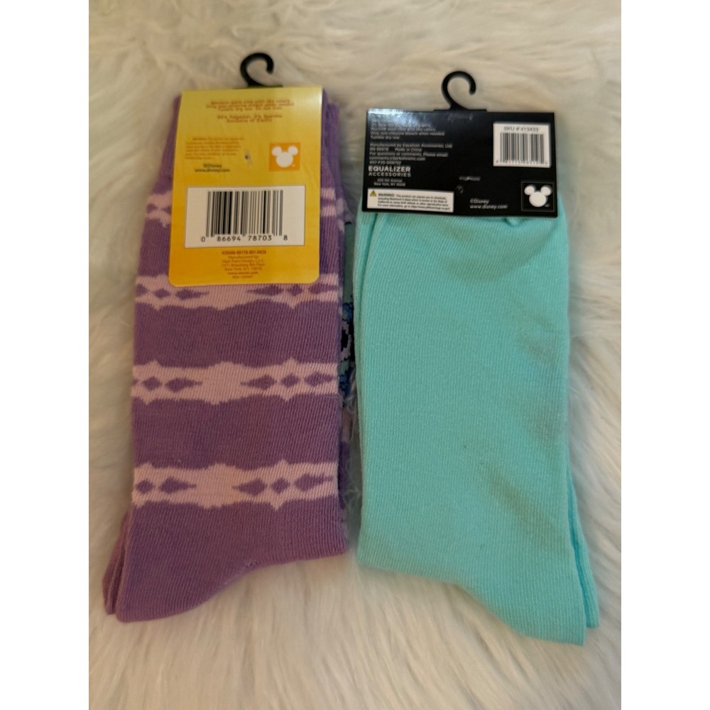 Disney Lilo & Stitch Crew Socks Bundle Purple Striped & Mint I Bite 2 Pairs NEW - Picture 4 of 12